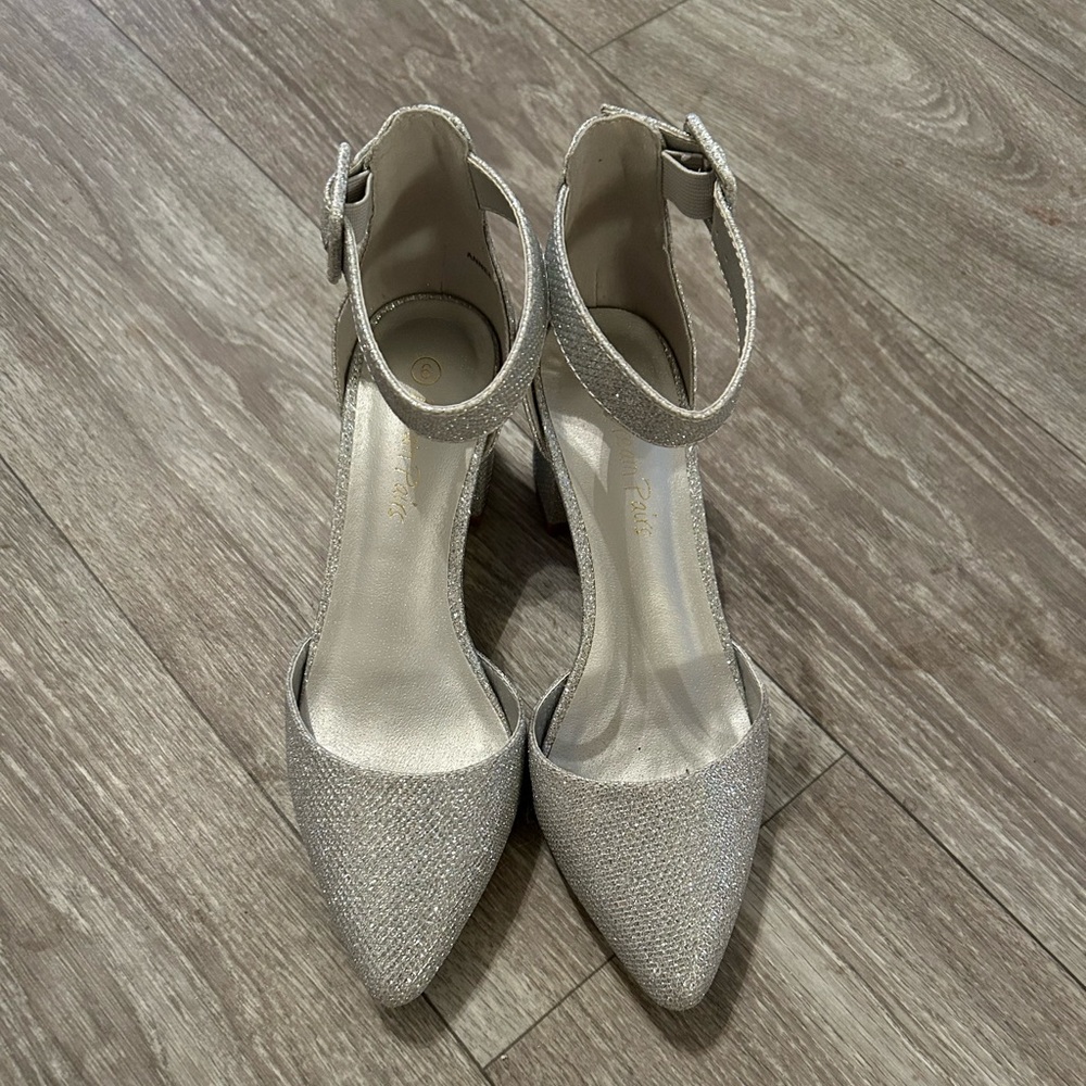 Silver sparkly heels